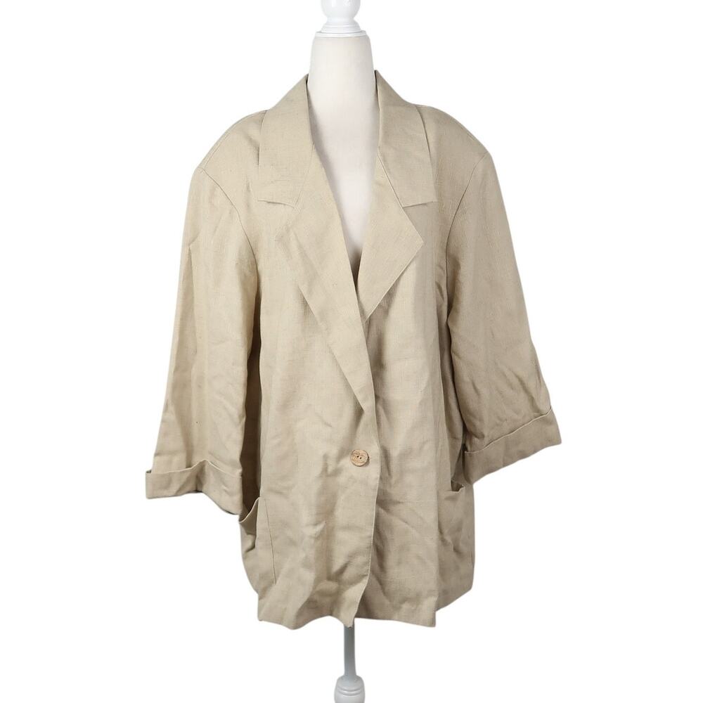 Vintage 80s Alice Stuart Khaki Tan Blazer Jacket 24W
